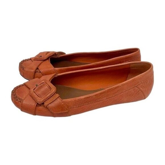 NEW Cole Haan Size 8 Orange Leather Slip-On Ballet Loafers w/ Buckle Accent - Picture 6 of 10